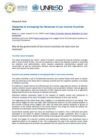 Obstacles to Increasing Tax Revenues in Low Income Countries (Research Note)